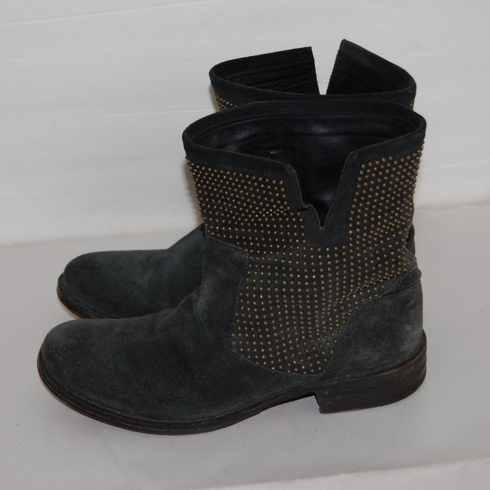 38.5/8.5❤️ Fiorentini+Baker Suede Leather Studded moto Biker Riding Ankle boots